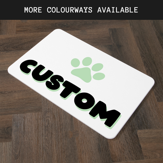 Custom Name Bold With Paw Pet Bowl Mat