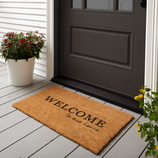 Welcome To Our Home Classy Font Coconut Fibre Mat